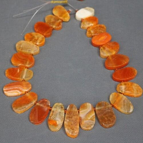15.5inch/Full Strand Kindgems Orange Druzy Gems Stone Necklace Finding, Slab Slice Raw stone Connector Beads Pendant Polished