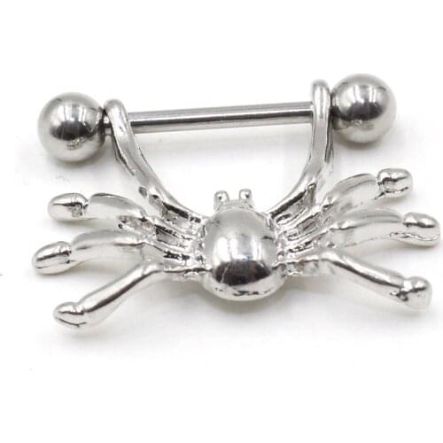 2pcs 14G Nipple Ring Stainless Steel Sexy Gold Spider Mamilo Rings Barbell Piercing Nipple Bar ring Body Jewelry For Women Gift