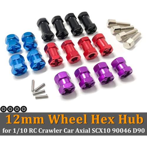 4PCS Aluminum Metal 12mm Wheel Hex Hub Drive Adaptor Extended 15/20/25mm Extension for 1/10 RC Crawler Car Axial SCX10 90046 D90