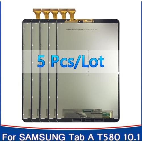 5 pcs/lot Tested Lcds For Samsung Galaxy Tab A 10.1 SM-T580 SM-T585 LCD screen with Touch Display Digitizer Assembly Replacement