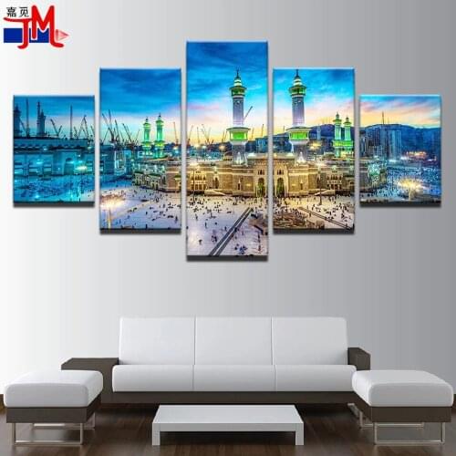 Islamic Muslim 5D DIY Diamond Painting Full Square Round Mosque Nightscape Picture Diamond Art Mosaic Cross Stitch Home Decor