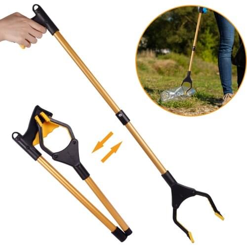 Behogar Foldable Handy Trash Claw Gripper Picker Pick Up Grabber Reacher Tool with Magnet for Gardens Trains Parks