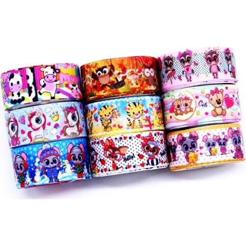 Free shipping 10 yards cartoon printed grosgrain ribbon 33065