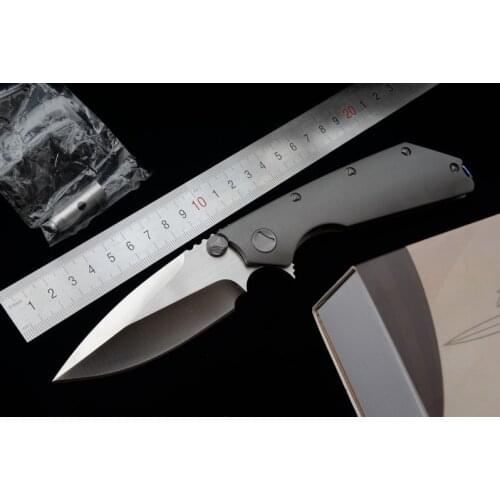 JUFULE Brand Folding D2 Titanium / G10 bearing Flipper Tactical Outdoor Survival Camping Pocket Hunt EDC Tool kitchen Knife