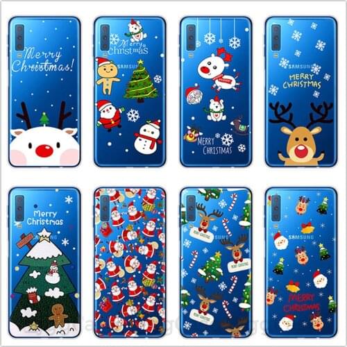 Merry Christmas Cover Soft Silicone TPU Phone Case For Samsung Galaxy A3 A5 A7 2017 A6 A8 Plus 2018 A750 A7 A9 2018 Cases