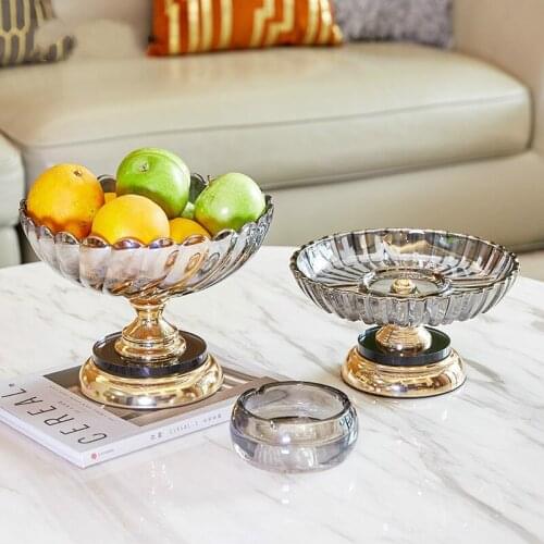European style living room home fruit plate ornaments high-end crystal fruit plate jewelry light luxury glass candy plate