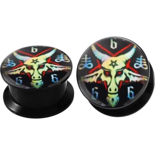 JUNLOWPY Acrylic UV Screw Logo Ear Gauges Plugs Expanders Earring Stretching Kit Piercing Body Jewelry Flesh Tunnels