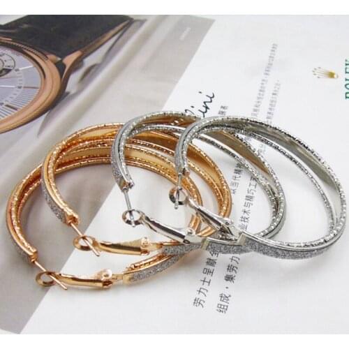 Classic Round Big Hoop Earring 1 Pair Round Loop Circle Gold And Silver Color Hoop Earring Large Size Punk Earrings For Women