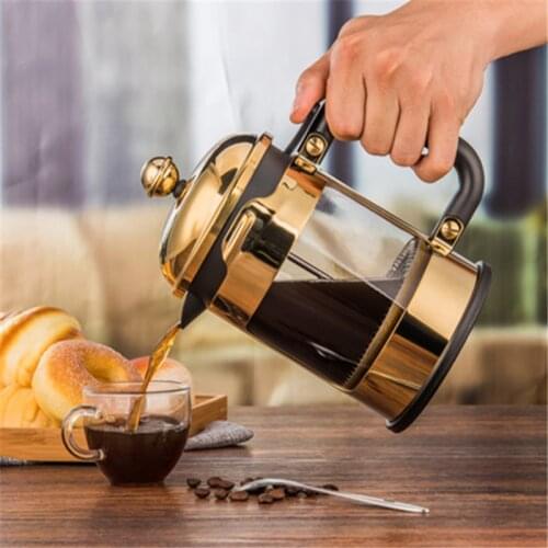 French Presses Coffee Pot Practical Coffee Maker Multifunctional Durable Coffee Kettle Teapot Stainless Steel Glass Coffeeware