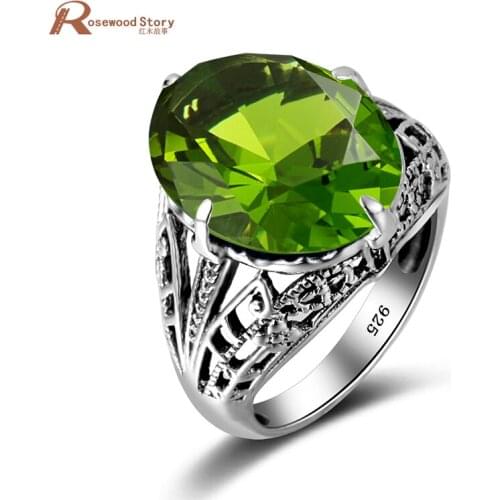 Wholesale 925 Sterling Silver 2.1ct Green Created Peridot July Birthstone Anniversary Ring Fashion Gift For Women Fine Jewelry