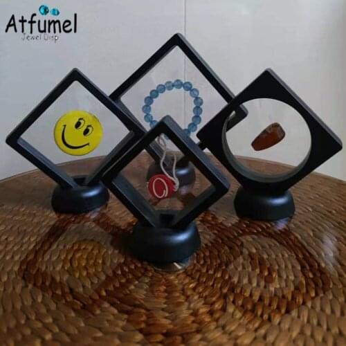 Coin Display Box Set Of 4Pcs 3D PE Floating Frame Jewelry Display Box With Stand Challenge Coin Medallion Protect Storage Box