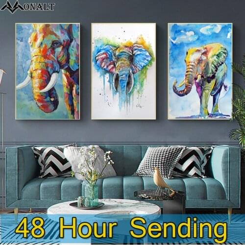 Colorful Elephant Oil Painting Graffiti Art Canvas Print Animal Posters and Prints Modern Abstract Painting Living Room Cuadros
