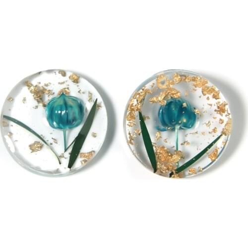 CKysee 5pcs/lots Round Transparent Resin And Dried Flowers Hanging Earrings 20X5mm DIY Womens Earrings Patch Jewelry Accessorie