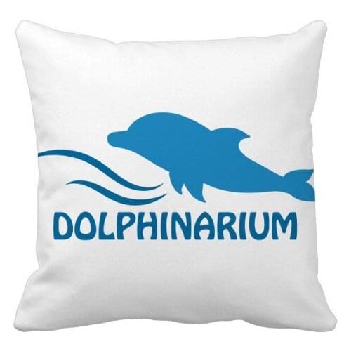 Blue Ocean Swimming Dolphin Pattern Throw Pillow Square Cover