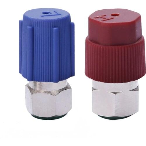 Mayitr 1pair A/C Charging Port Adapter Retrofit R12 to R134a Conversion Fitting Set Accessories Metal And Plastic