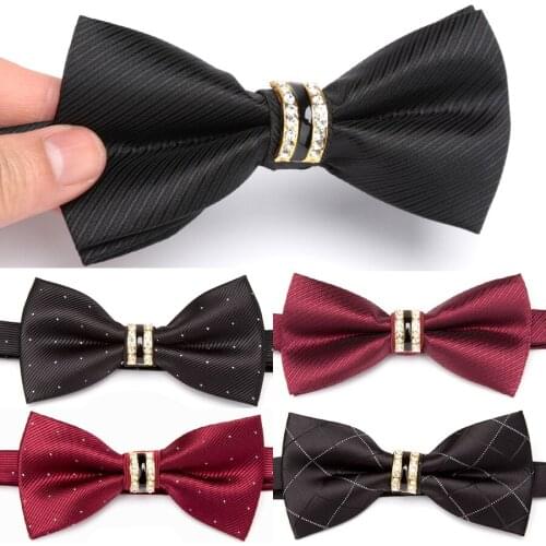 Men Luxurious Bowtie Formal Business Necktie Wedding Diamond Fashion Jacquard Ties for Men Dress Shirt Gift Accessories Bow Tie