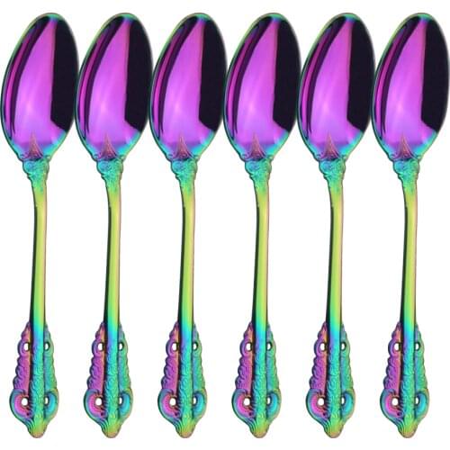 Dinnerware Rainbow Spoons Court Style Tableware Cutlery Set Stainless Steel Cutlery Set Sliverware Suitable for Kitchen Outdoor