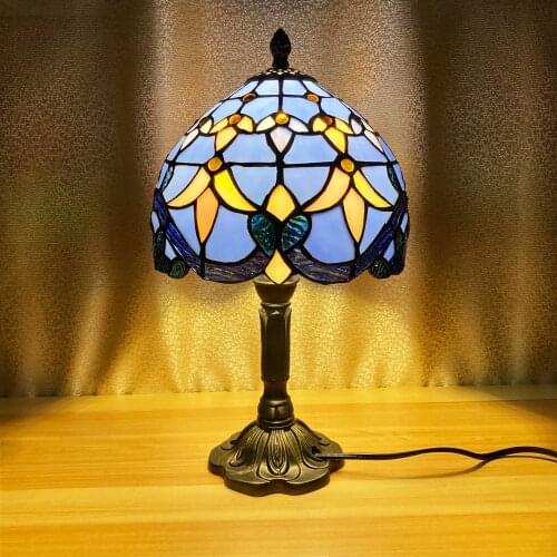Tiffany Table Lamp Mediterranean Style Vintage Creativity Colorful Glass Cafe Bar Bedside lamp Home Decorative Night Light