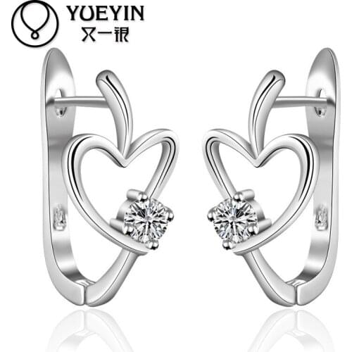 New Arrive Silver Plated Earrings for Women Wedding Jewelry Silver Color Heart Shape High Quality Zircon Wholesale Drop Shipping