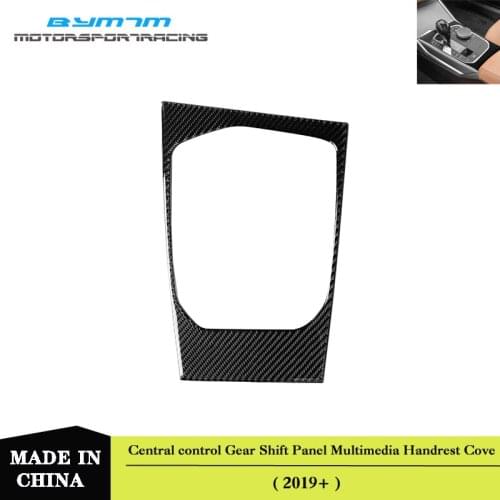 Real Carbon fiber Central control Gear Shift Panel Multimedia Handrest Covers Stickers Trim For BMW 3 Series G20 2019