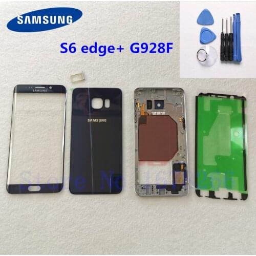 SAMSUNG Galaxy S6 edge+ S6 Plus G928 G928F Full Housing Rear Case Bezel metal Middle Frame Back Cover + Front Glass Lens S6