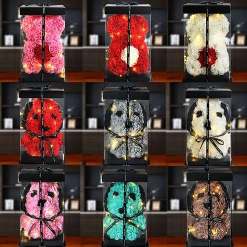 Romantic Mothers Day Gift Rose Bear Artificial Flowers Roses Teddy Bear Teddy Dog Anniversary Valentine Gift Home Decoration