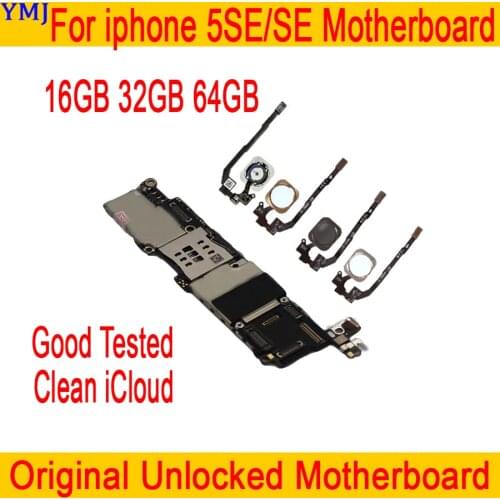 Factory unlocked for iphone 5SE/SE Motherboard with Fingerprint Original for iphone 5SE/SE Logic board With Touch ID plate
