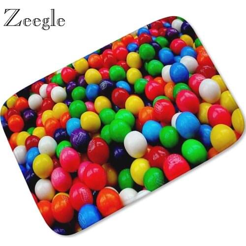 Zeegle Colorful Printed Doormats Bathroom Kitchen Carpet Home Floor Mats Living Room Anti-Slip Rugs Coral Fleece Rug Home Decor