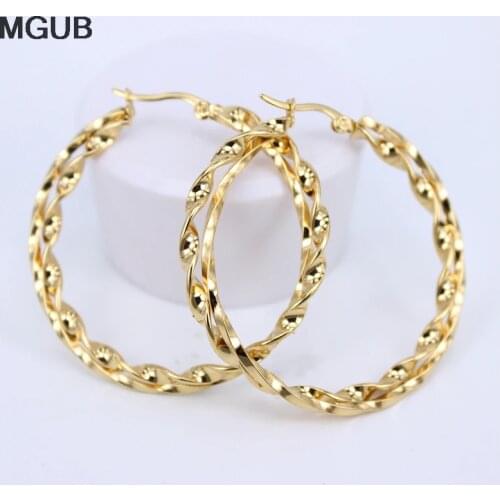MGUB 2020 Hot Fashion big circle 316L stainless steel hoop earrings for women tide female punk Popular simple Jewelry LH495