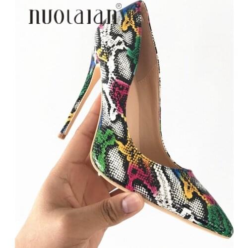 12/10/8CM Women Stiletto High Heels Ladies Sexy snake printing thin Heels Pointed Toe Women Pumps Comfortable Dress Party Shoes