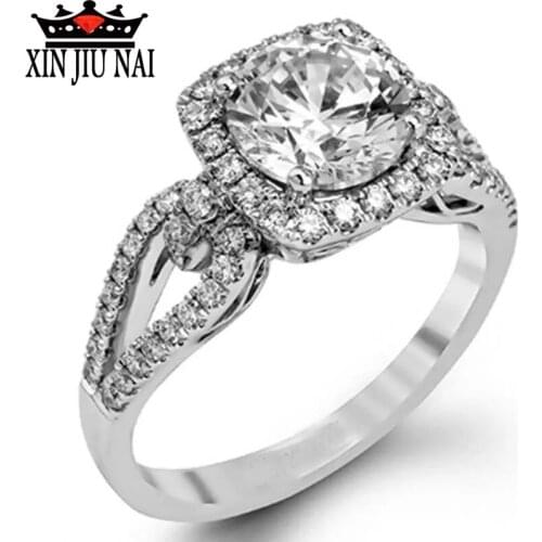 Style White Crystal 925 Silver Rings For Women Wedding Cubic Zirconia Ring Fashion Jewelry cubic zirconia ring luxury brand ring