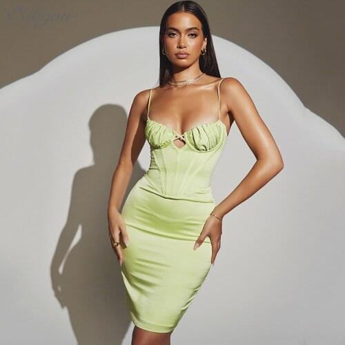 Ailigou WomenS Summer Mini Sexy Hollow Tight-Fitting Dress 2021 New Thin Straps V-Neck Solid Color Celebrity Party Dress