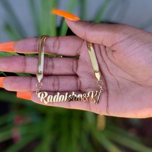 Custom Snake Chain Necklace For Women Personalized Stainless Steel Gold Choker Different Font Design Jewelry Birthday Gift 2021