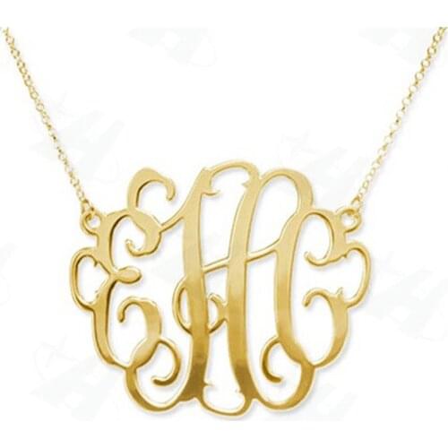 Senfai Custom Monogram Necklace Personalized Bold Statement Initial Letter Pendant Necklace for Women Colares Femininos