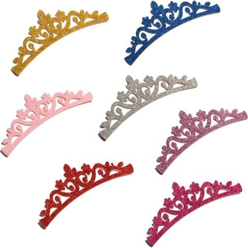 10PCS 18cm Newborn Vintage Crown Appliques for Kids Headwear Fashion Glitter Nonwovens Felt Crown Patches for Hair Accessories