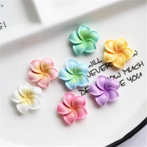 10Pcs Resin Five Petals Flower Flat back Cabochon Scrapbooking Fit Hair Bow Center Kawaii DIY Embellishments Accessories 23mm