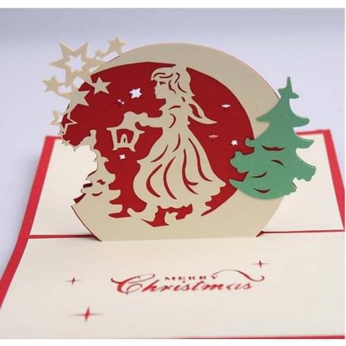 10Pcs/Lot New Creative 3D Body Christmas Gift Card Christmas Angel Paper Carnival Christmas Card Christmas Invitation Cards
