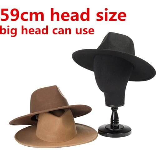 202107-HH1001A autumn winter wool big head 59cm size lady fedoras cap men women leisure panama jazz hat