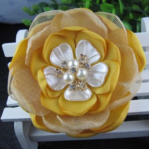 6pcs/lot 3inch New burned edges the bride corsage brooch flower hair clip brooch pin hair accessory