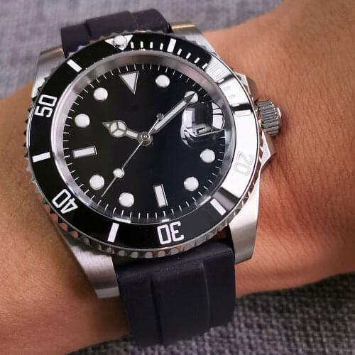 New Mens Watch Japan NH35 Automatic Mechanical Watch Sapphire Waterproof Automatic Rubber Date Clock Watches