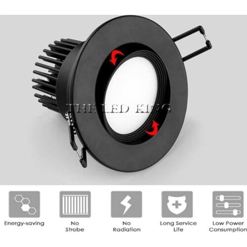 Black Dimmable LED COB Downlight AC110V 220V 3W 5W 7W 12W 15W Recessed LED Spot Light lumination Indoor Decoration Ceiling Lamp