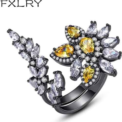 FXLRY New creative exaggerated personality ladies copper inlaid zirconium opening size adjustable ring for Women Wedding Party J