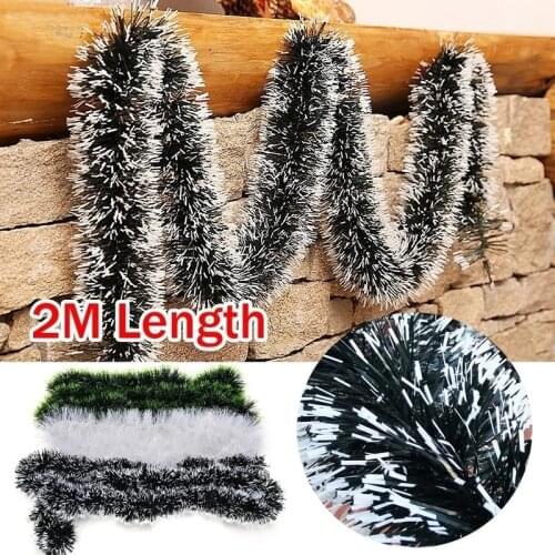 200cm Bar Tops Wreath Garland Christmas Tree Decoration Ornaments White Dark Green Cane Tinsel Party Hanging Door Decor