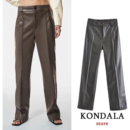 Женские кожаные брюки KONDALA China At AliExpress