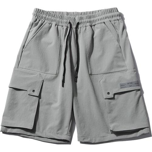 LACIBLE Harajuku Cargo Shorts Hip Hop Multi Pockets Short Pants Jogging Summer Casual Loose Cotton Cargo Elastic Waist Trousers