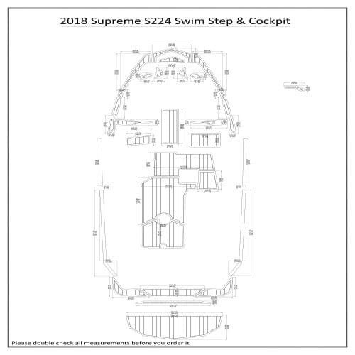 2018 Supreme S224 Swim Step & Cockpit Pad Boat EVA Teak Decking 1/4" 6mm