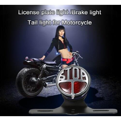 Motorcycle 12V License Plate Lamp Brake Tail Light LED Stop Light Universal for Motorcycle