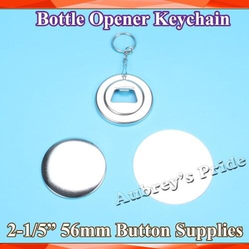 2-1/5" 56mm 100 Sets Bottle Opener KeyChain Badge Button Supply Materials New for NEW Professional Badge Button Maker