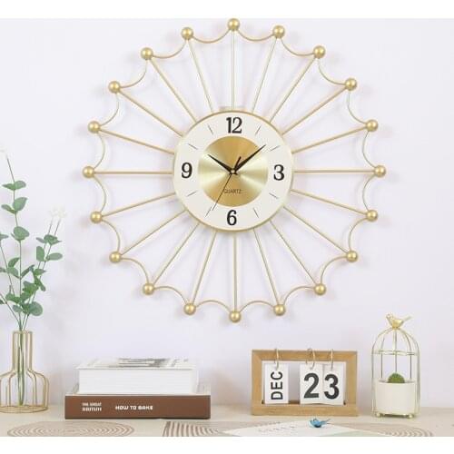 Nordic Light Luxury Metal Living Room Bedroom Wall Clock New Chinese Study Wall Decoration Wall Clock Creative Wall Watch