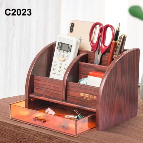 Wooden Desk Organizer Office Supplies Stationery Pill Storage Box Wood Small Shelf Table Top Caddy Makeup Accessories Container